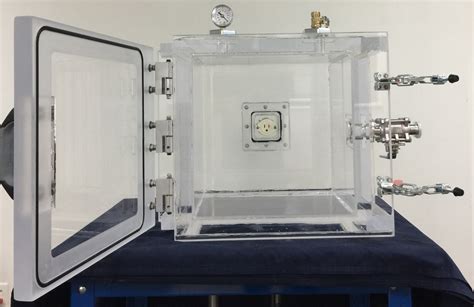 Acrylic Vacuum Chamber, Cube, 20 inch inside dimensions, Hinged Side Door with Clamps