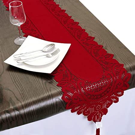 Amazon.com: Table Runner Non-Slip Rectangle Covered with Delicate Red Roses Printed Pattern for ...