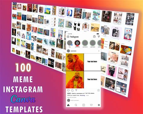 100 Meme Instagram Canva Templates - Etsy