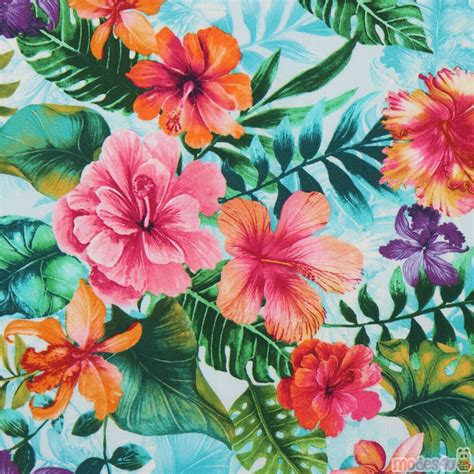 Tropical Floral Pattern Fabric : Lush Vintage Tropical Floral Barkcloth Fabric / Pineapple ...