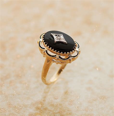 Vintage Black Onyx and Diamond Ring by SITFineJewelry on Etsy