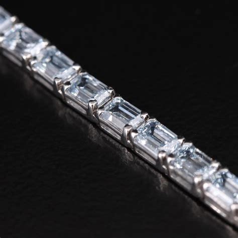 14K 11.50 CTW Fancy Light Blue Lab Grown Diamond Line Bracelet | Everything But The House