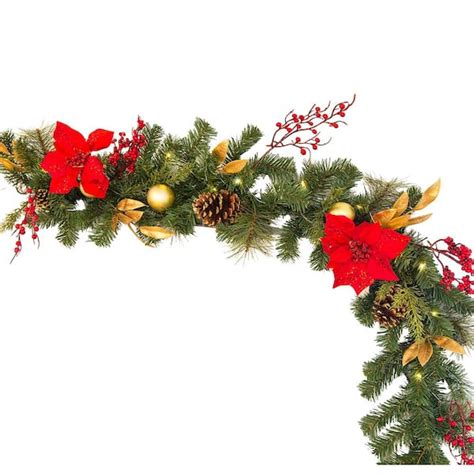 Barton 6 ft. Artificial Christmas Garland Pre-Lit Xmas Pine Fireplace ...