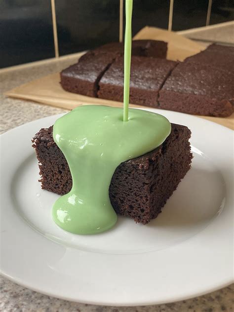 Chocolate School Cake with Mint Custard | Ash Baber