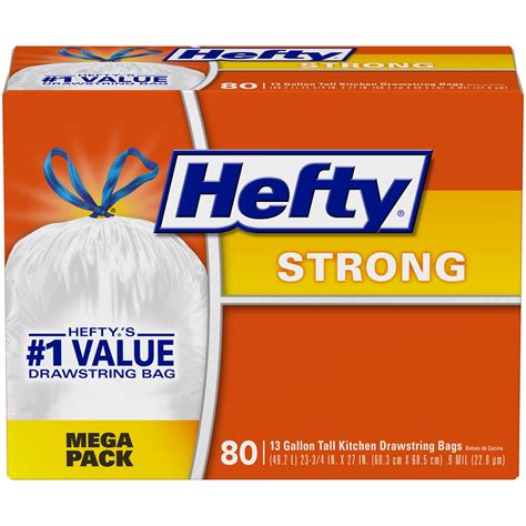 Hefty® Strong 13 Gallon Tall Kitchen Drawstring Trash Bags, 80 Count Box - Walmart.com - Walmart.com