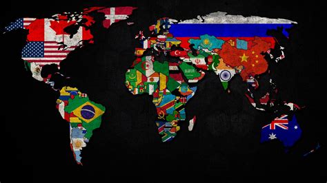 Wallpaper World map with flag logo 1920x1080 Full HD 2K Picture, Image