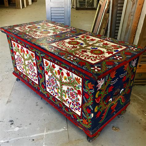 Incredible antique hope chest from Hungary, original hand decorated ...