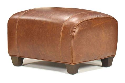 Tribeca Rustic Leather Footstool Ottoman