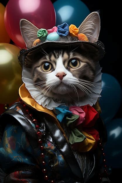 Premium AI Image | Portrait of Quirky Cat Devon Rex Pirate Clown ...