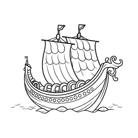 Viking Sailing Ship Coloring Page Outline Sketch Drawing Vector Wing | My XXX Hot Girl