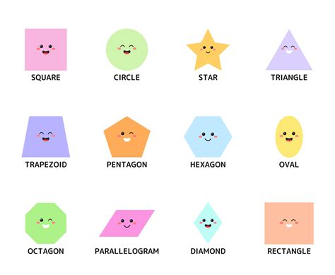 Geometric shapes characters with face emotions for children learning. Cute basic geometric ...