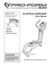 ProForm 820 Elliptical Manual