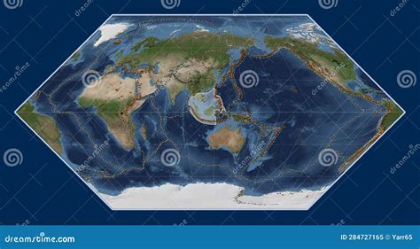 Sunda Tectonic Plate. Satellite. Eckert I. Volcanoes and Boundar Stock Illustration ...