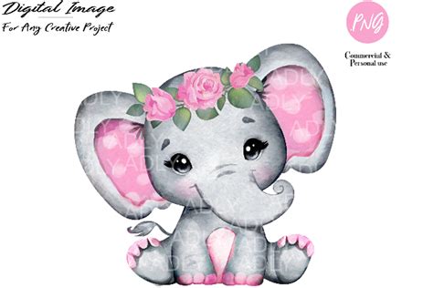 Watercolor Girl Elephant Clip Art (Graphic) by adlydigital · Creative Fabrica