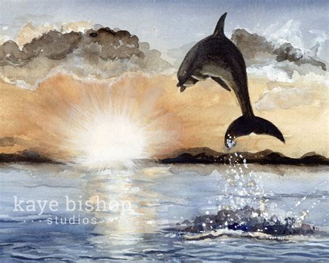 Dolphin Watercolor Painting Animal Art Dolphin Painting