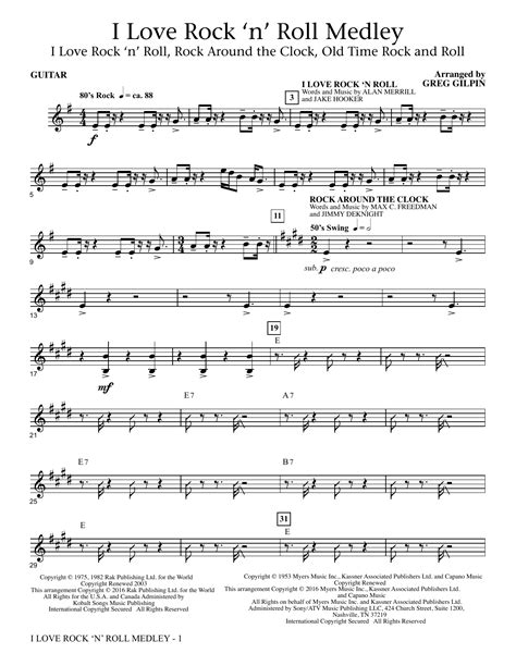 I Love Rock 'n' Roll Medley - Guitar | Sheet Music Direct