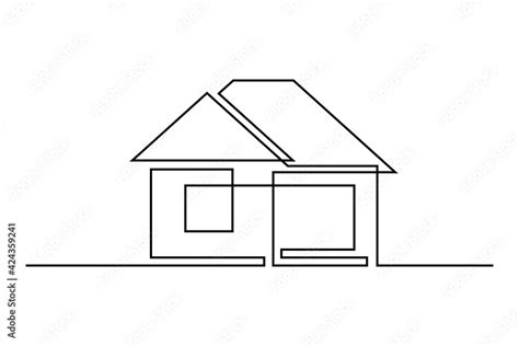 Simple house icon in continuous line art drawing style. Abstract home minimalist black linear ...