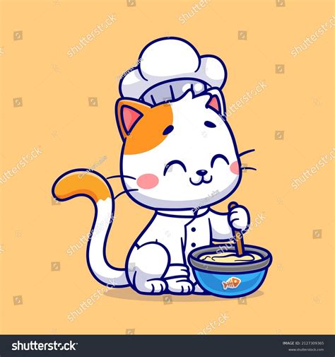 Cute Cat Chef Cooking Cartoon Vector Stock Vector (Royalty Free) 2127309365