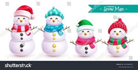 Christmas Snowman Characters Vector Set Design Stock Vector (Royalty ...