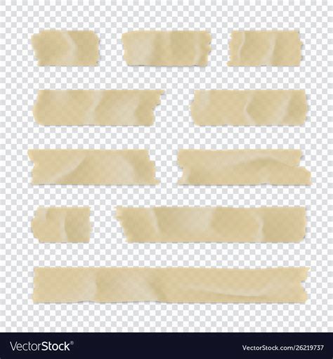 Adhesive tape set sticky paper strip isolated Vector Image