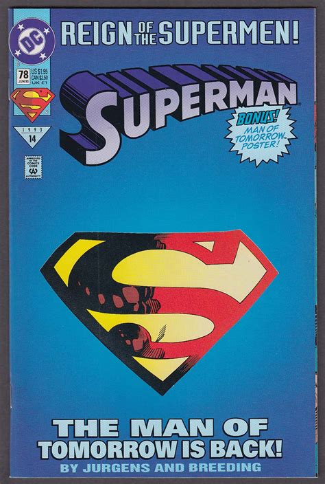 SUPERMAN #78 DC comic book 6 1993 Reign of the Supermen #14