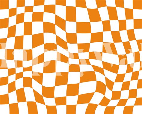 Groovy Orange Retro Checkered Wallpaper for Your Walls | Happywall