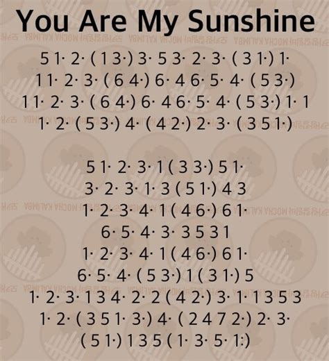 You are my sunshine Kalimba Tabs Letter & Number Notes Tutorial - KalimbaTabs.net