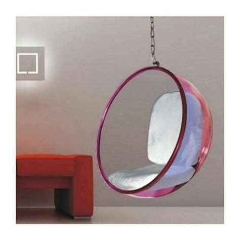 Pink Hanging Acrylic Bubble Chair with Silver Cushions in 2021 | Bubble chair, Silver cushions ...