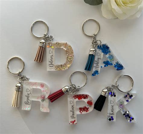 Customized Name Letter Keychains Initial Keychain Resin - Etsy