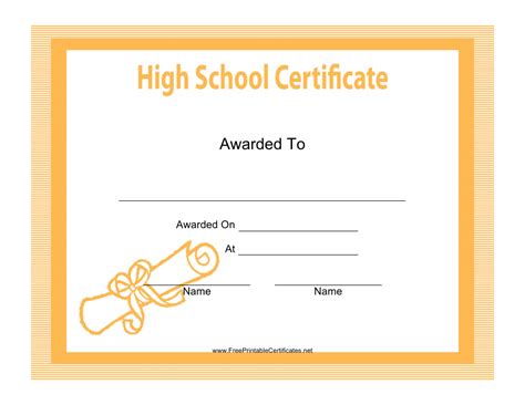 High School Certificate Template Download Printable PDF | Templateroller