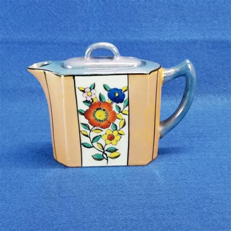 VINTAGE LUSTERWARE TEA Pot With Lid Hand Painted Made in Japan $24.95 - PicClick