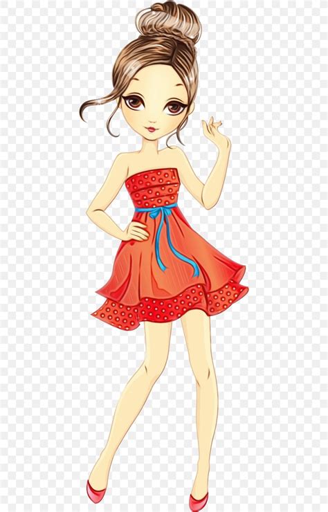 Girl Cartoon, PNG, 427x1281px, Watercolor, Cartoon, Clothing, Cocktail ...