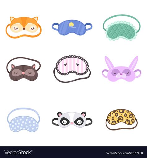 Sleeping masks different types colors Royalty Free Vector