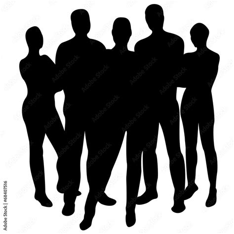 5 person silhouette Stock Vector | Adobe Stock