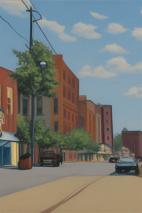 Downtown Siler City NC Edward Hopper Graphic · Creative Fabrica