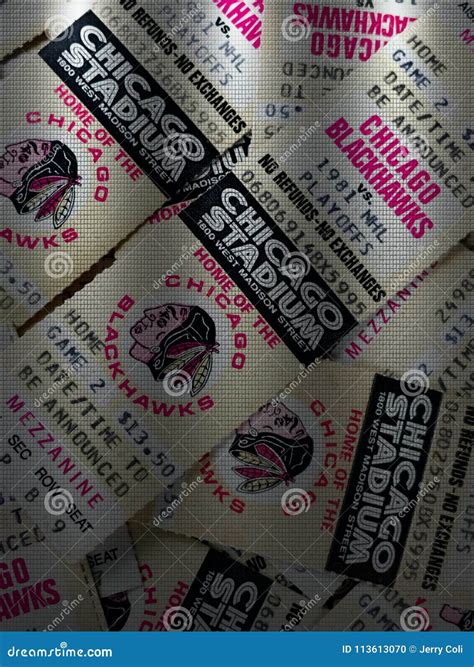 Vintage Chicago Blackhawks Tickets Editorial Image - Image of printed, stub: 113613070