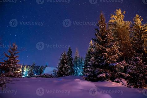 Beautiful winter night landscape 10119393 Stock Photo at Vecteezy