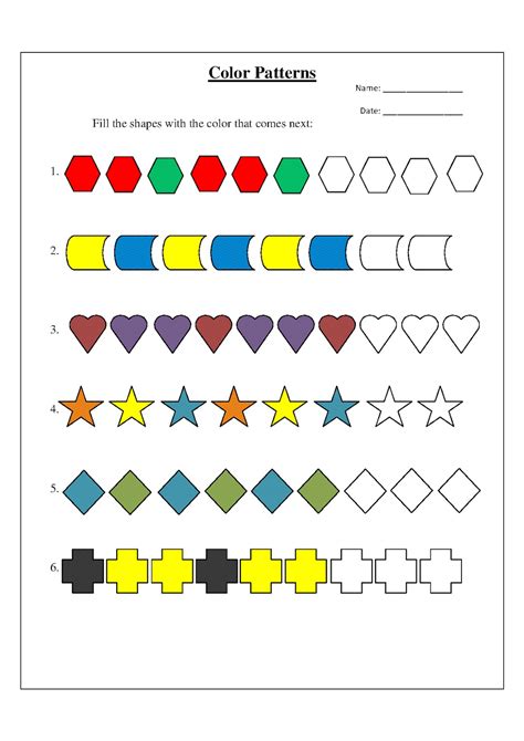 Patterns With Shapes Worksheet