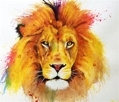 Lion watercolor painting by Jonathan Knight Art | No. 913