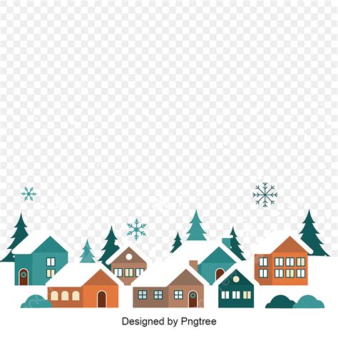 Winter Village Vector Design Images, Hand Painted Cartoon Vector Winter ...