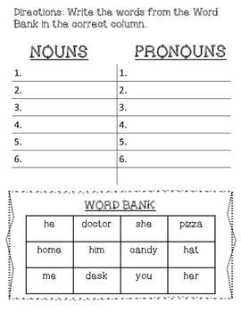 worksheet with words and pictures to help students learn how to use the word bank