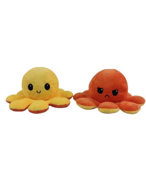 Reversible Flip Octopus Plush Soft Stuffed Toys Yellow Orange