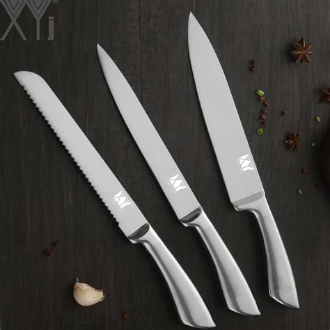 XYj 3 Piece Kitchen Stainless Steel 8" Chef Serrated Bread Slicing ...