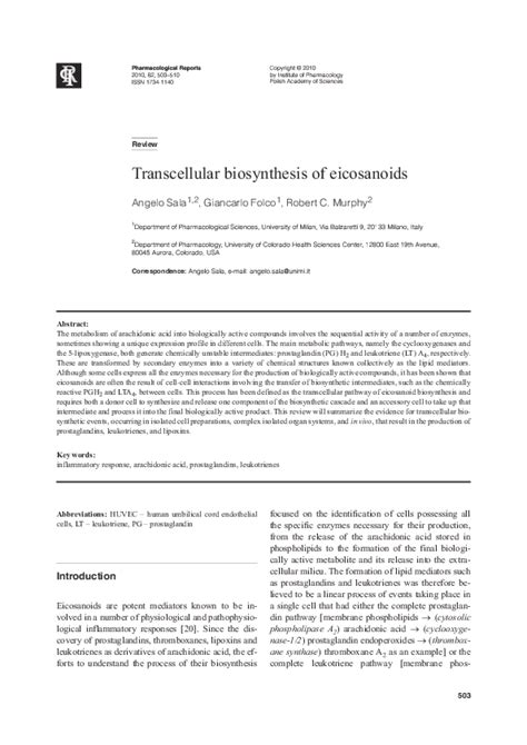 (PDF) Transcellular biosynthesis of eicosanoids | Giancarlo Folco - Academia.edu