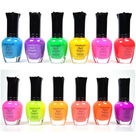 KLEANCOLOR NEON COLORS 12 FULL COLLETION SET NAIL POLISH LACQUER + FREE...