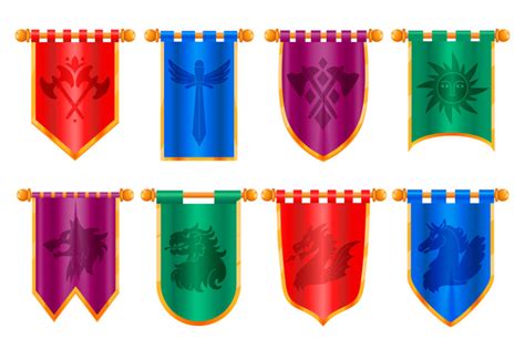 Medieval royal banner. Classical victorian flags with ancient knight p By Tartila | TheHungryJPEG