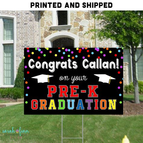 Pre-K Graduation Yard Sign Elementary Graduation 2020 Rainbow PreK Size Options Congrats Lawn ...