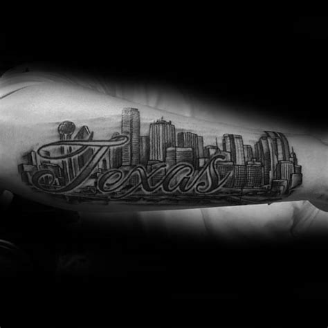 20 Dallas Skyline Tattoo Designs For Men - Texas Ink Ideas