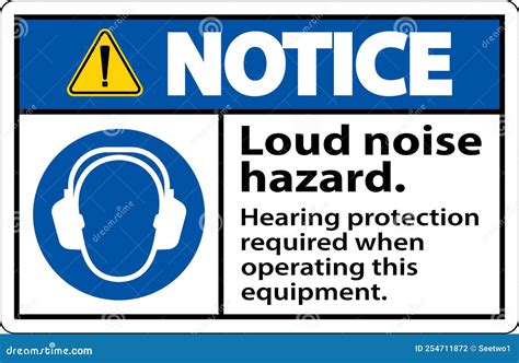 Notice Hearing Protection Required Sign on White Background Stock Vector - Illustration of ...