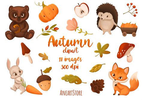 Woodland Animals Clipart Autumn Clipart Fall Clipart - Etsy UK